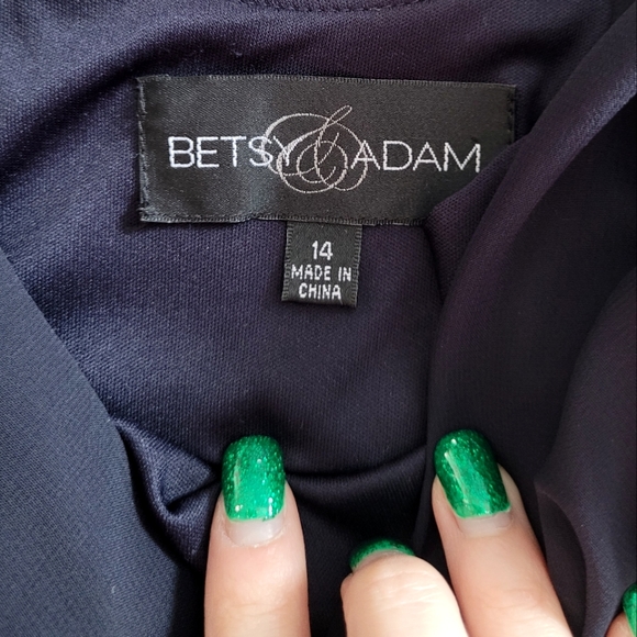 Navy Blue Formal Dress with Gold Chain Link Strap Fits Like Size 8 - Picture 11 of 13